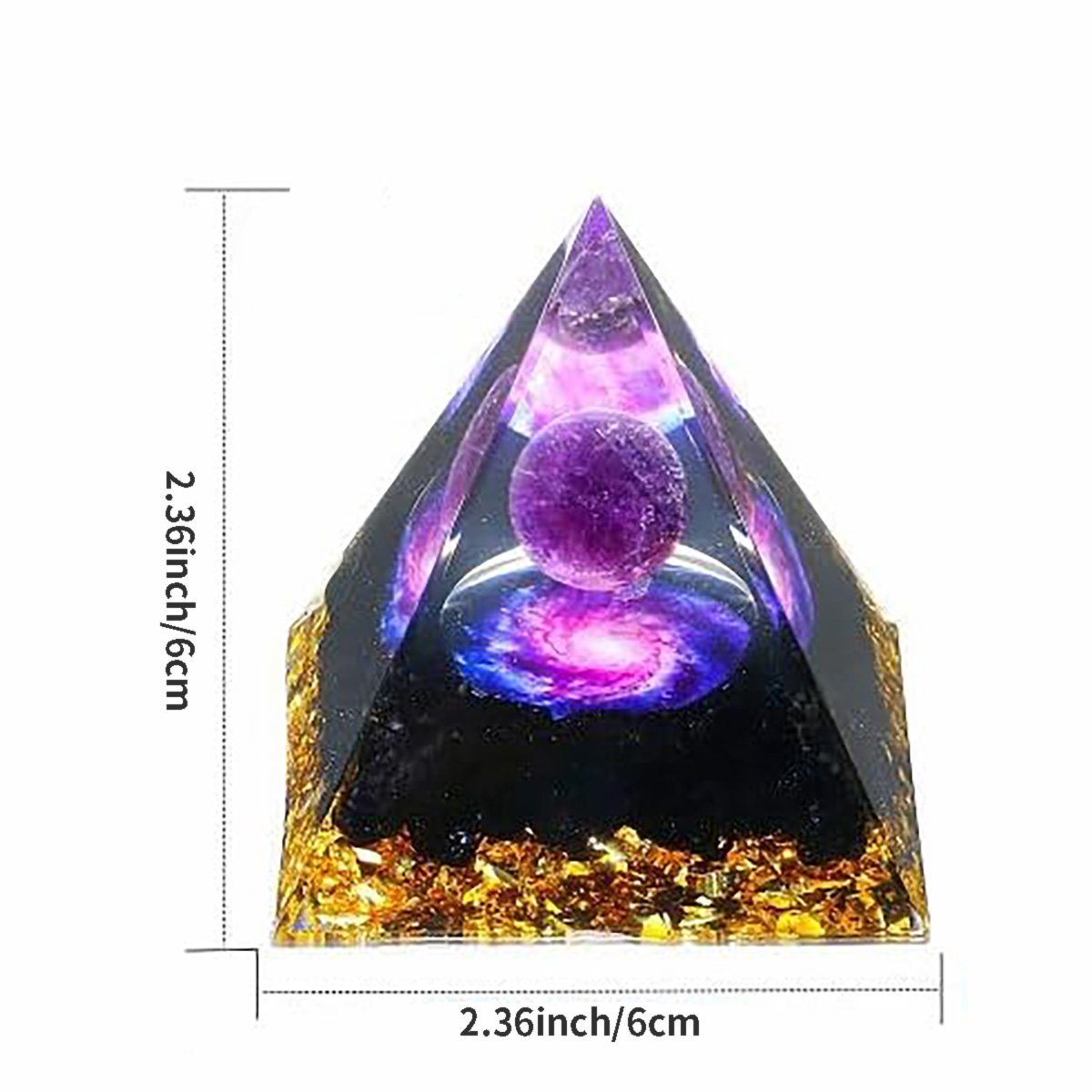 götäzer Mineralstein 2,4-Zoll-Pyramiden-Heilkristall, Stein natürlicher Amethyst-Obsidian, Home Office Schreibtisch Dekor Geschenke Frauen Männer