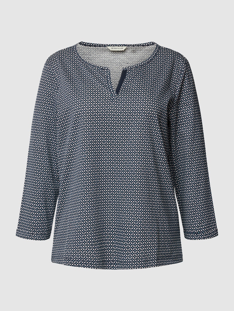 Blusenshirt mit Allover-Muster in marineblau