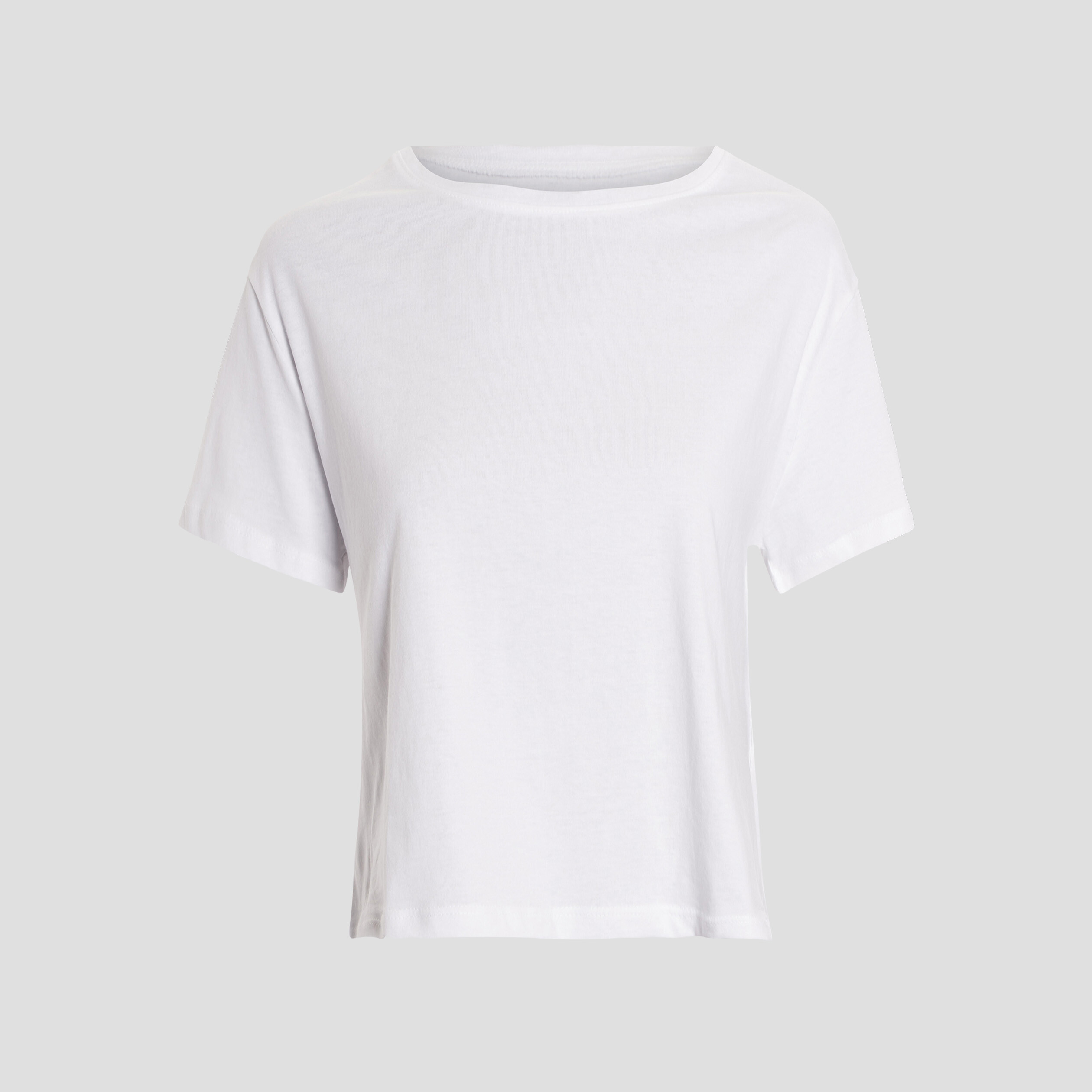 T-shirt cropped col rond blanc femme | La Halle