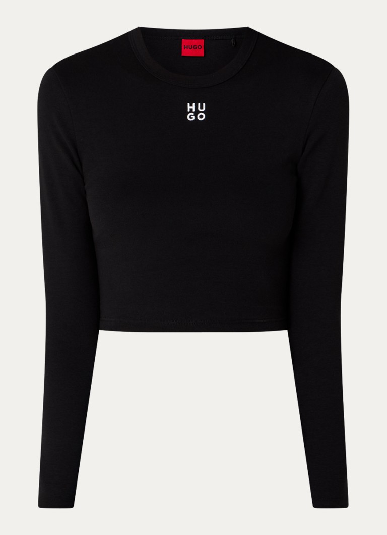 T-shirt corta a maniche lunghe HUGO BOSS Dafilomena con logo ricamato