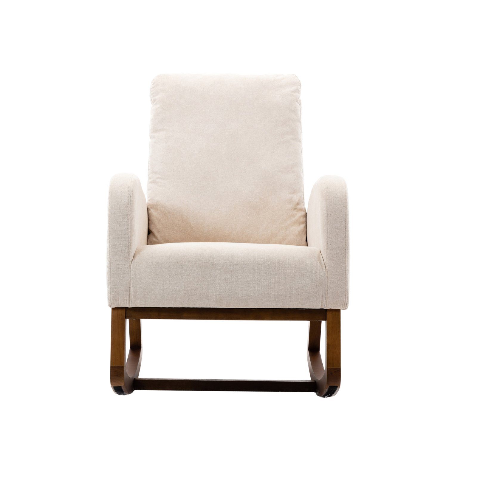 SEEZSSA Schaukelstuhl Wohnzimmer Bequemer Massivholz Modern Schaukelsessel, Stuhl mit Taschendesign,mit weichem Stoff, dichtem Schwamm