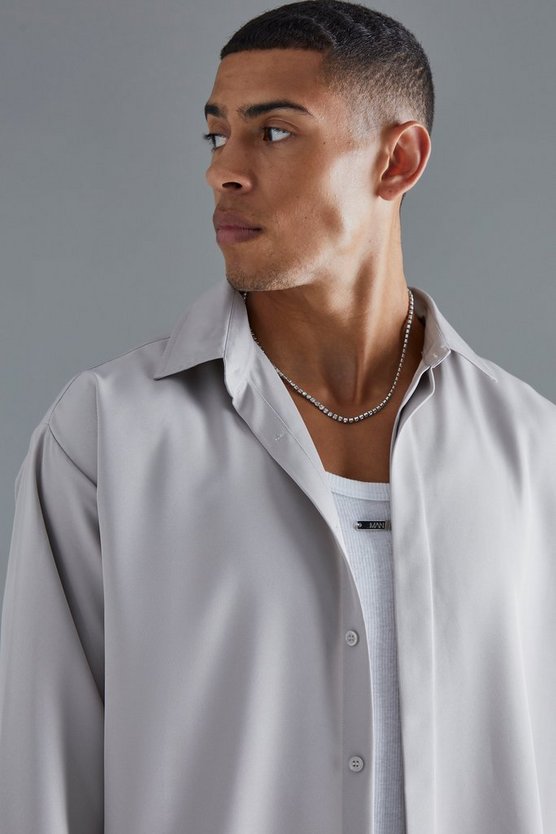 Kastiges Twill Hemd mit verdeckter Knopfleiste