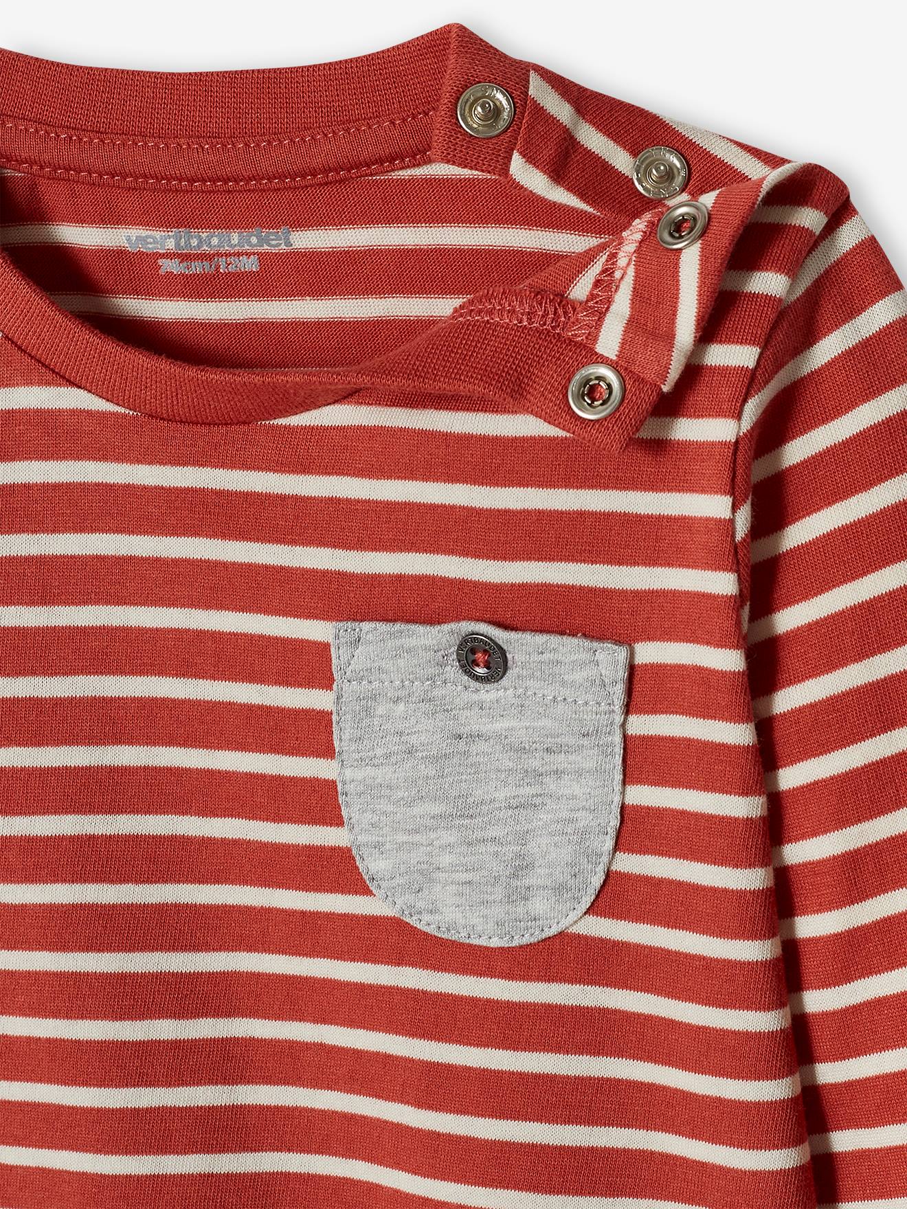 Lot de 2 T-shirts basics bébé motif animal et rayé bleu grisé