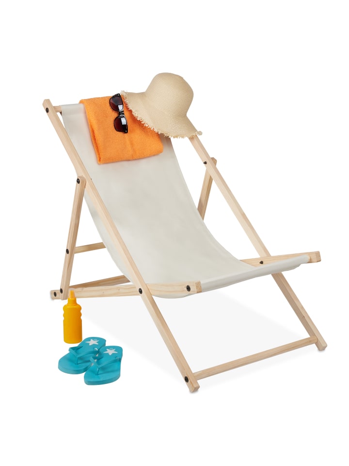 relaxdays Liegestuhl in Beige günstig kaufen onesize