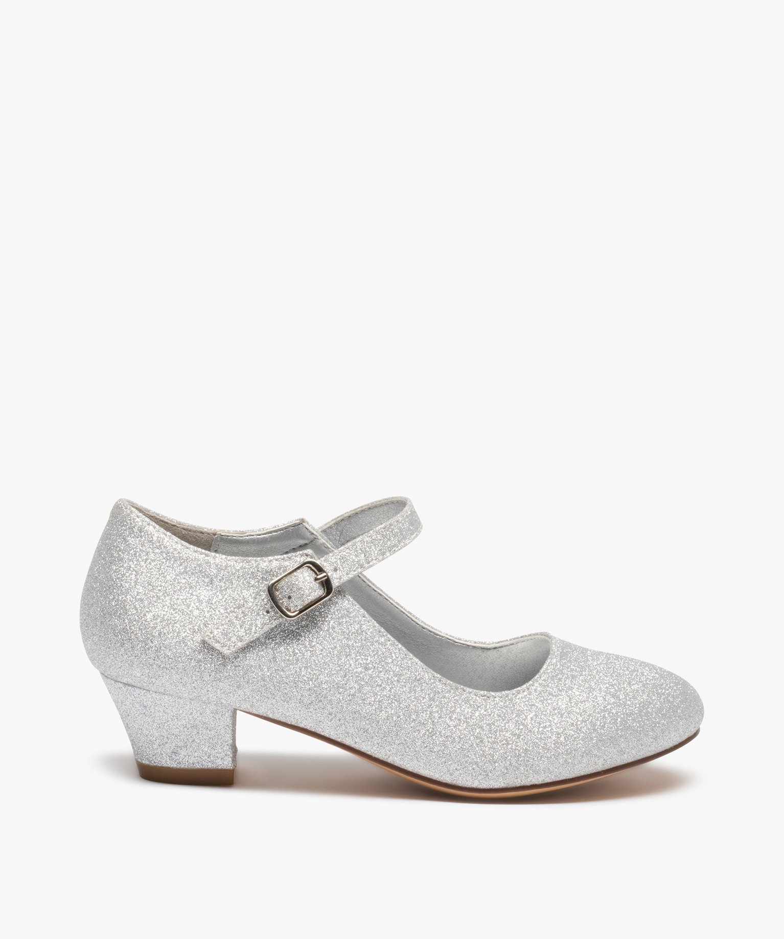 Babies fille à talon dessus pailleté et bride à boucle argent | GEMO