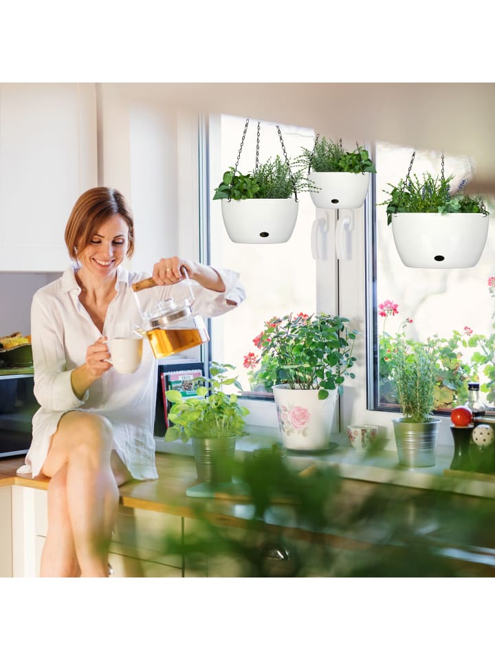 relaxdays 3-tlg. Blumenampel Set in Weiß günstig kaufen onesize
