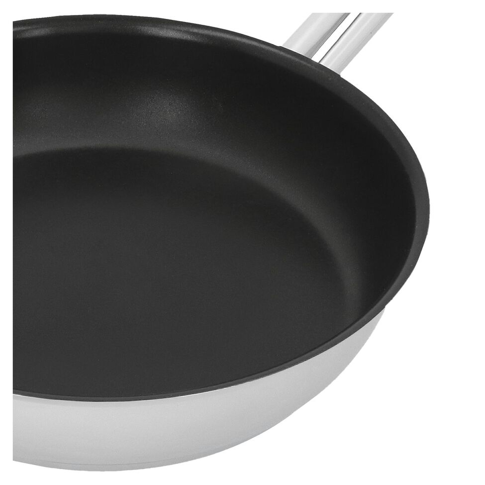 Bratpfanne 24 cm, 18/10 Edelstahl, Silber-Schwarz