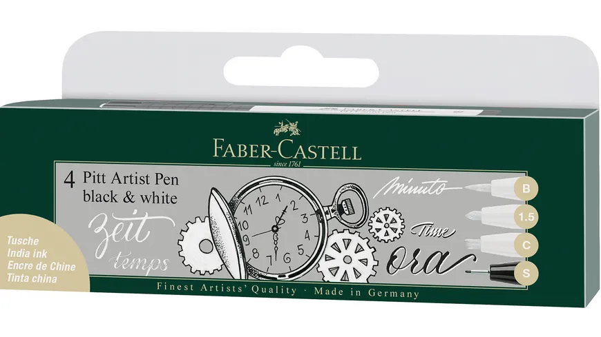 FABER-CASTELL Tuschestift Pitt Artist Pen Black&White 4er Set