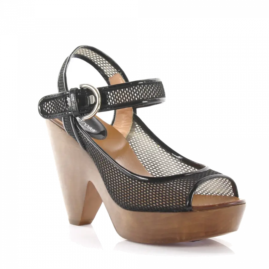 Sergio Rossi - Sandalen Plateau Riemchen Mesh schwarz - schwarz