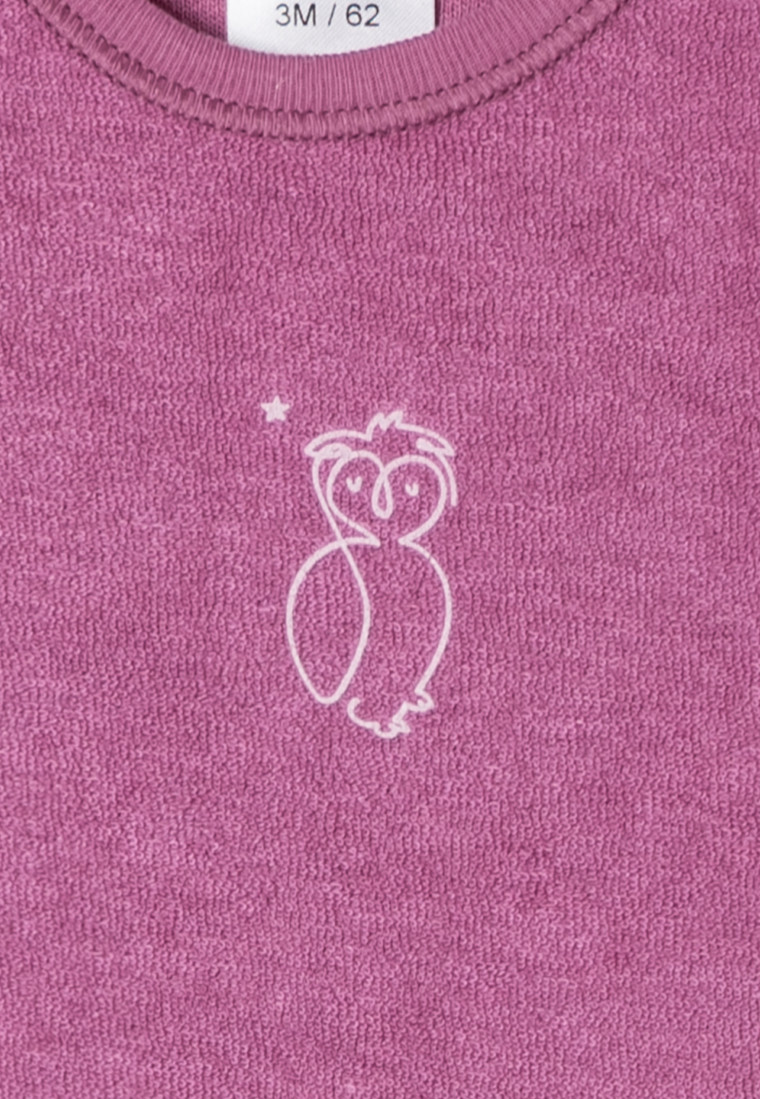 Babybody langarm unisex Frottee Modal Eule malve - Natural Love