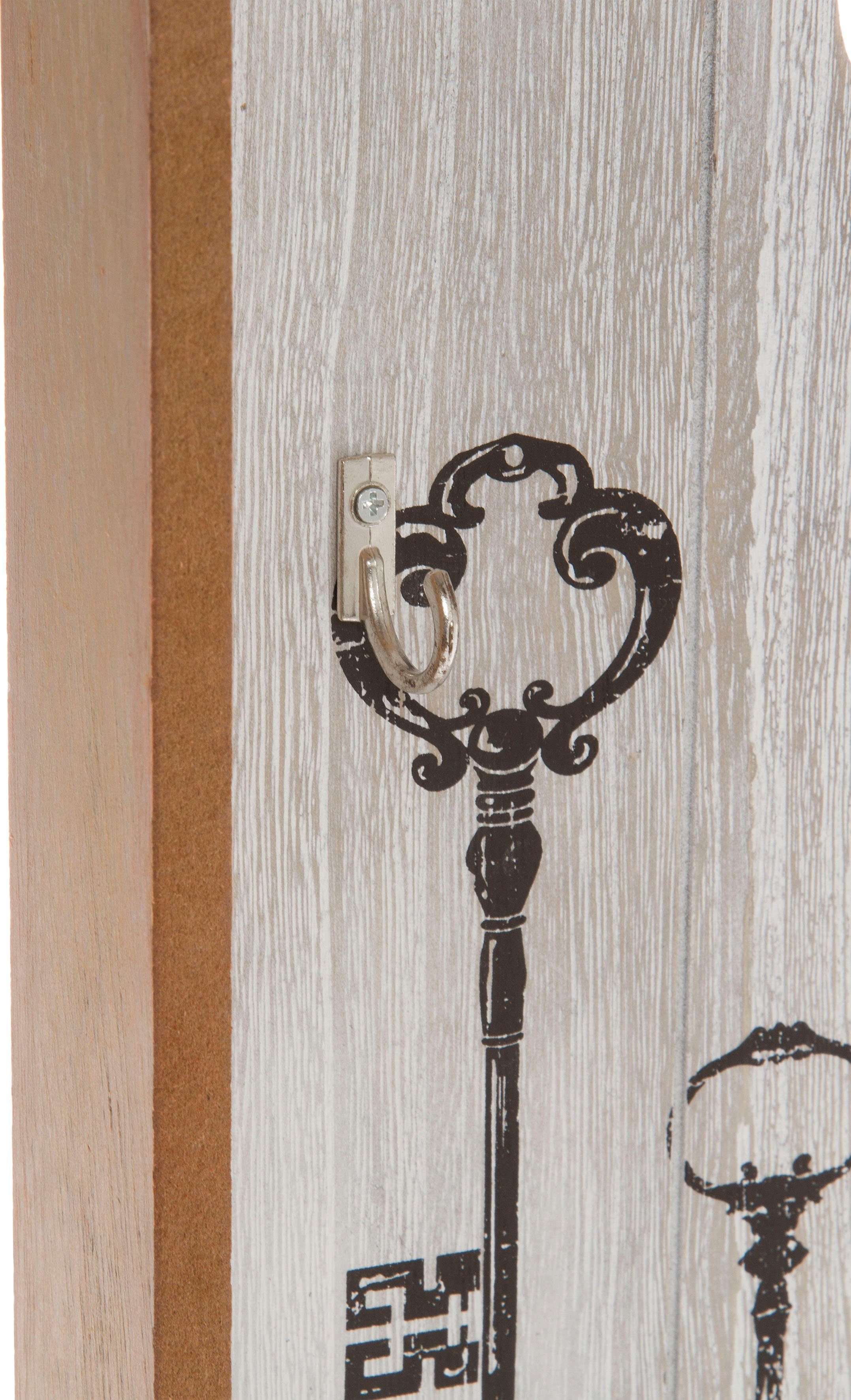 Myflair Möbel & Accessoires Schlüsselkasten Symar, creme, Schlüsselbrett, mit 3 Haken