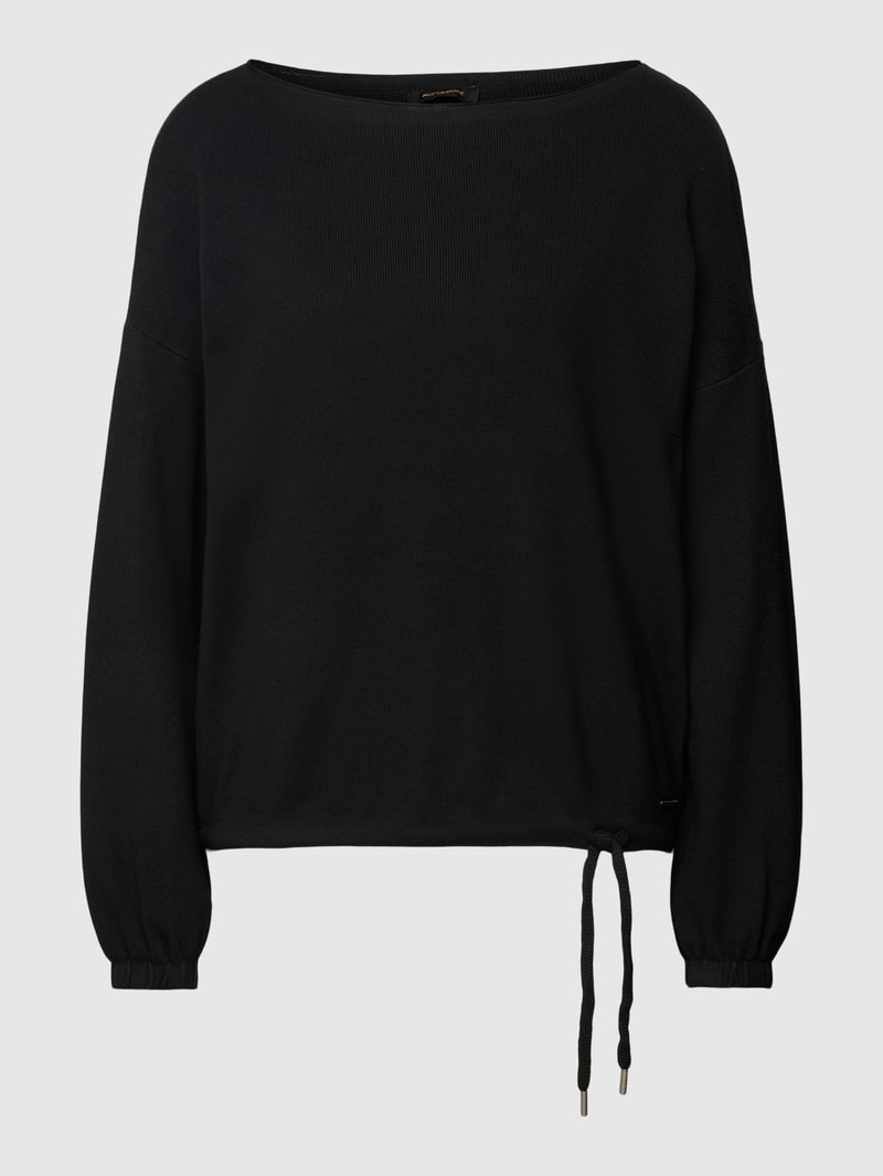 Strickpullover mit U-Boot-Ausschnitt in schwarz