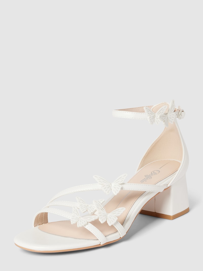 Sandalette mit Zierbesatz in weiß
