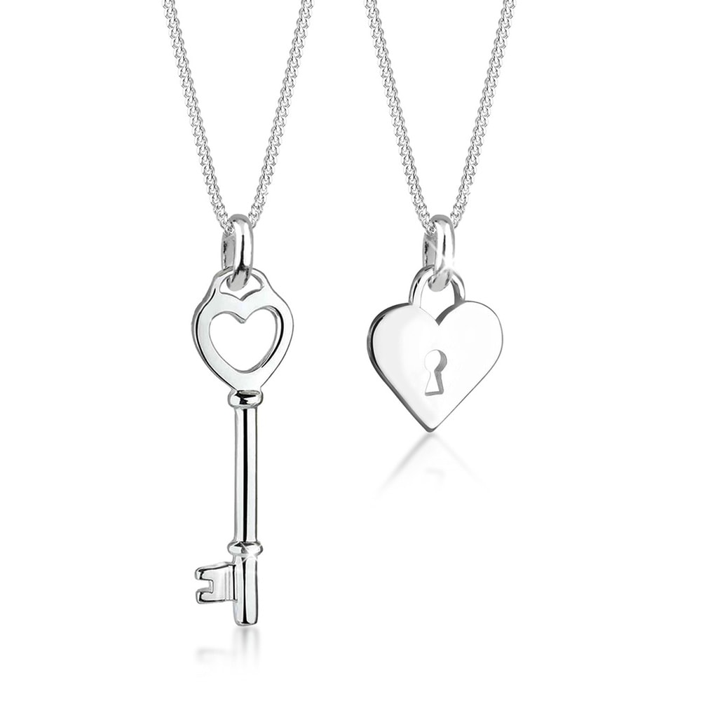 Elli Elli Collier Partnerketten Schlüssel Herz 925 Sterling Silber collier
