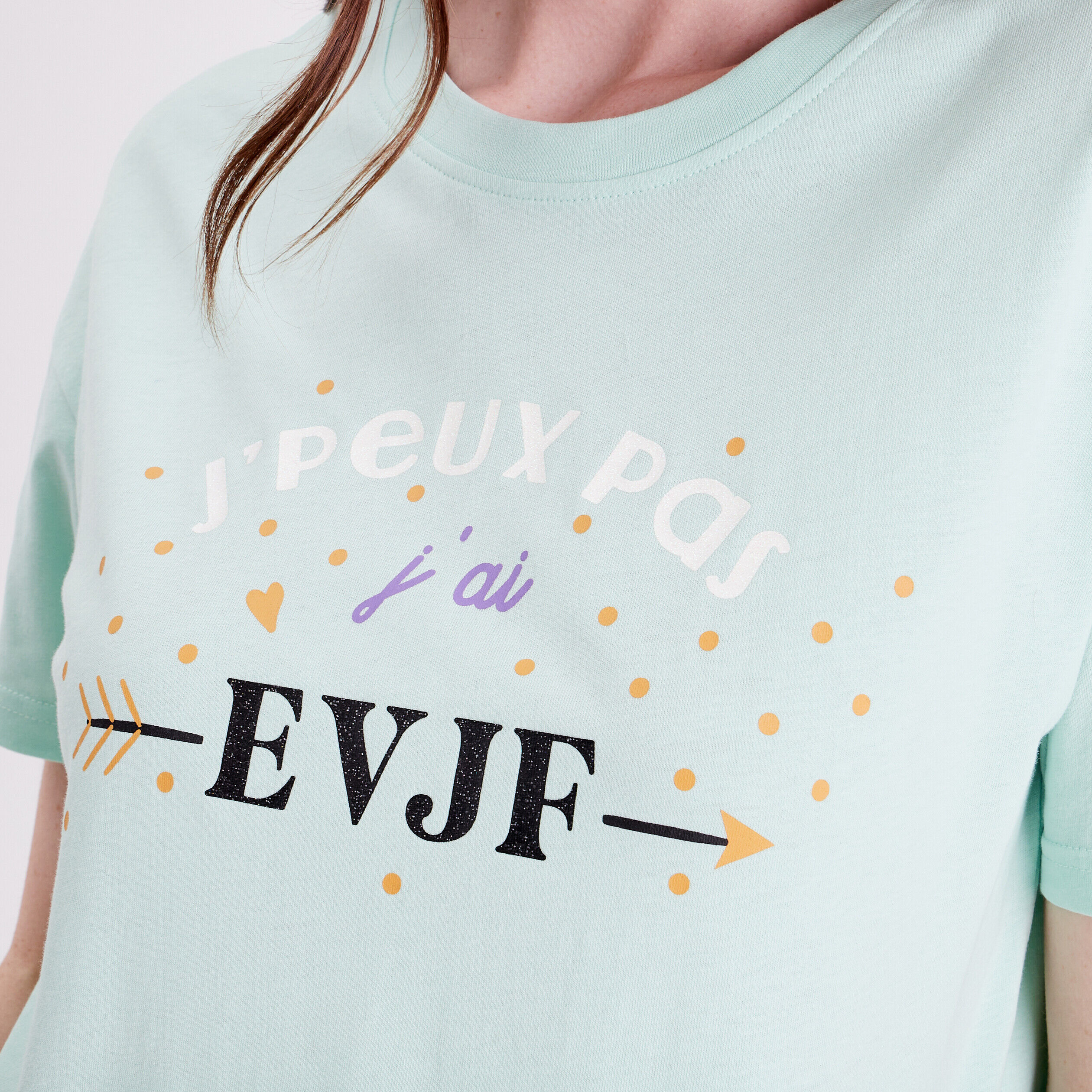 T-shirt oversize col rond vert pastel femme | Cache Cache