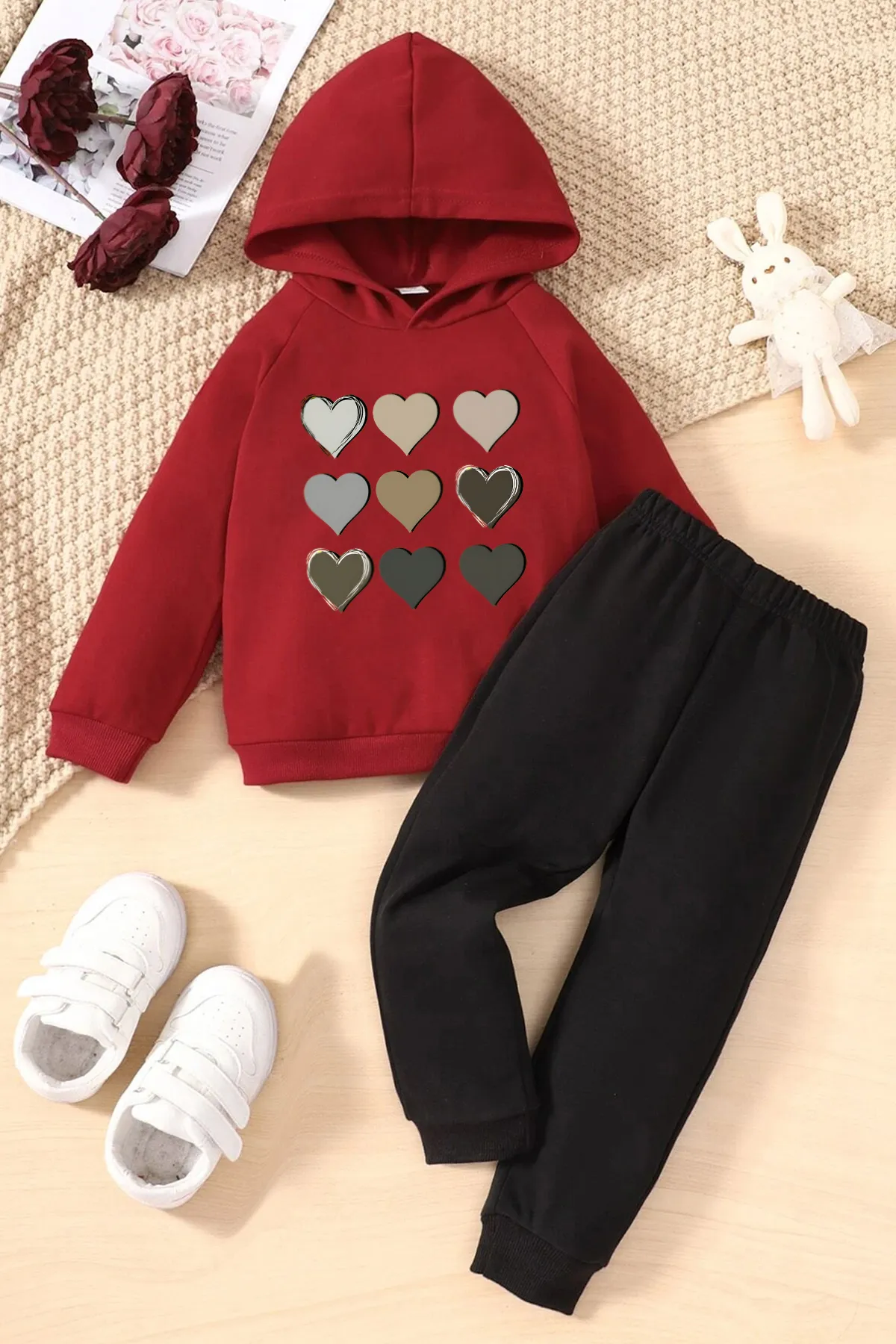uyguntarz  Kinder-Trainingsanzug-Set mit Herz-Aufdruck