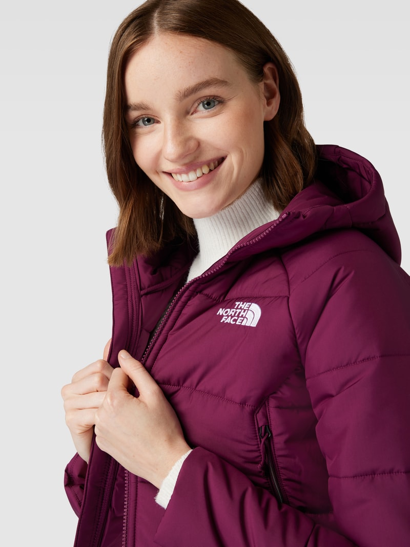 Steppjacke mit Kapuze und Reißverschluss in bordeaux rot