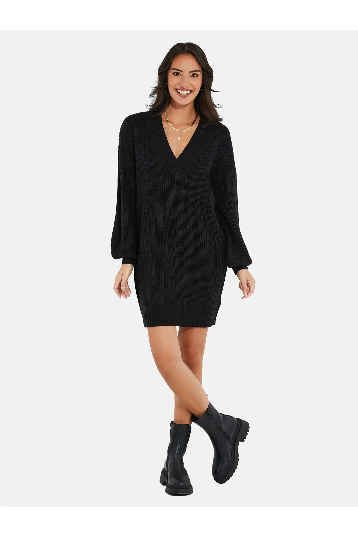 Threadbare  Kleid - Schwarz - Strickkleid
