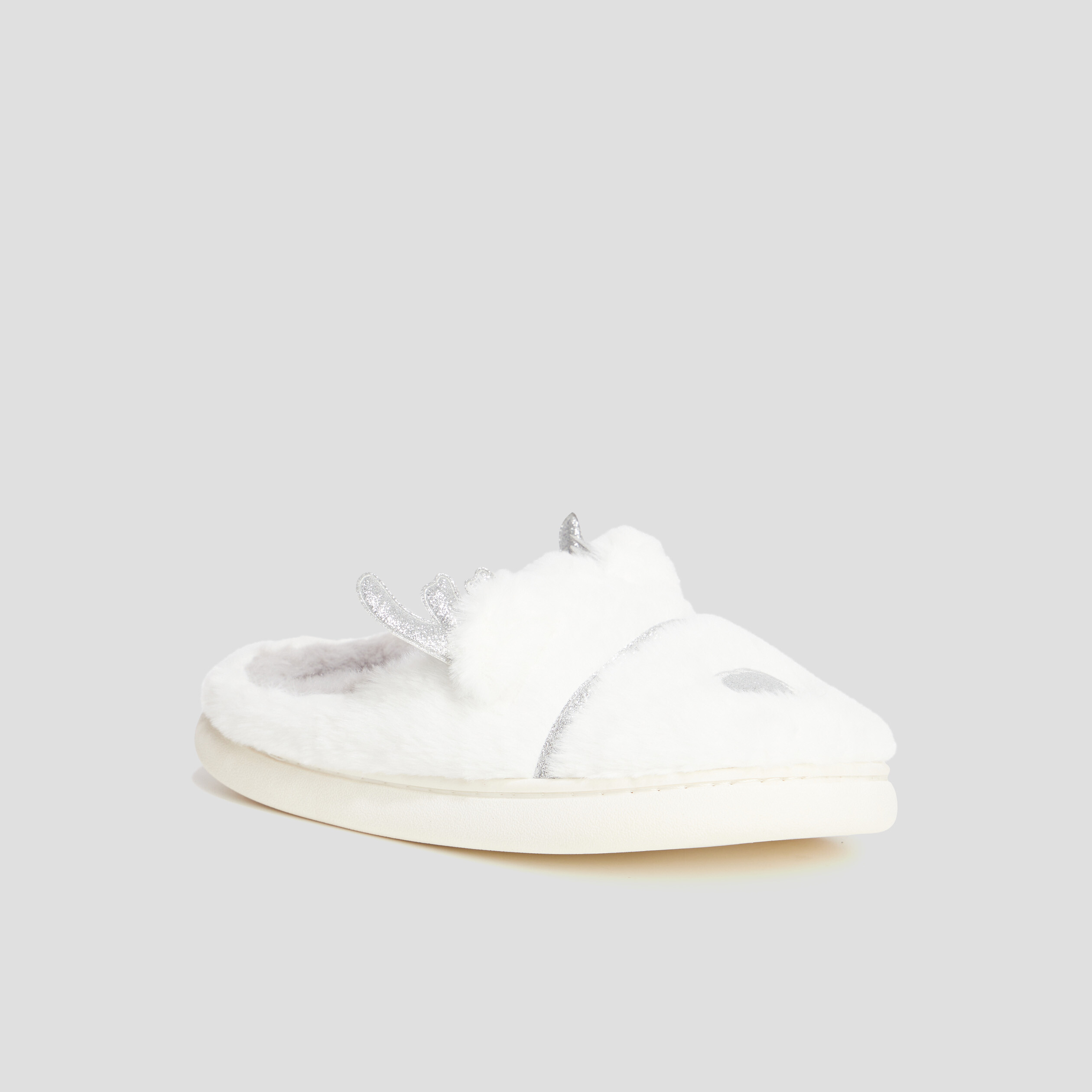 Chaussons mules fausse fourrure blanc femme | La Halle