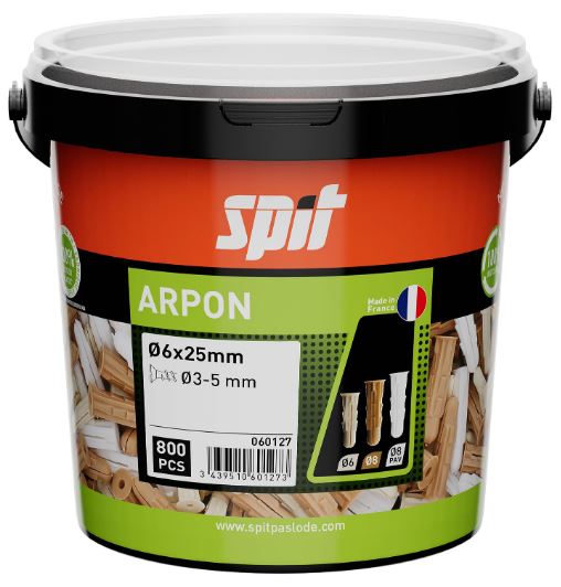 Nastavak za ražnjavanje 060127 ARPON 6 x 25 Univerzalni čep 800 komada u kanti