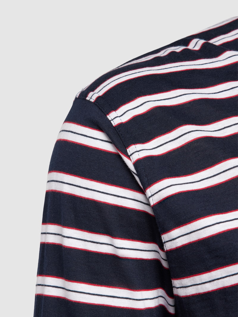 PLUS SIZE Pyjama-Oberteil mit Streifenmuster Modell 'KLIMA' in dunkelblau