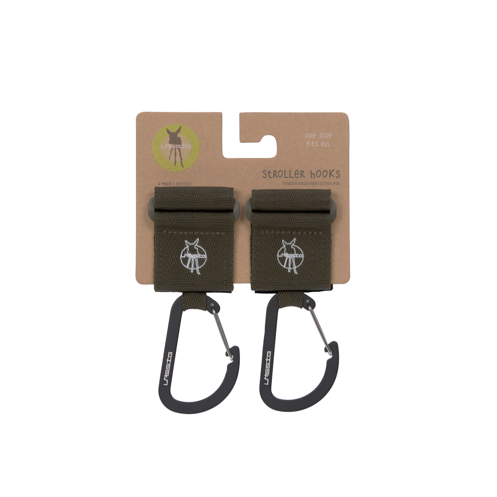 Kinderwagenhaken 2er Set - Karabiner, Oliv