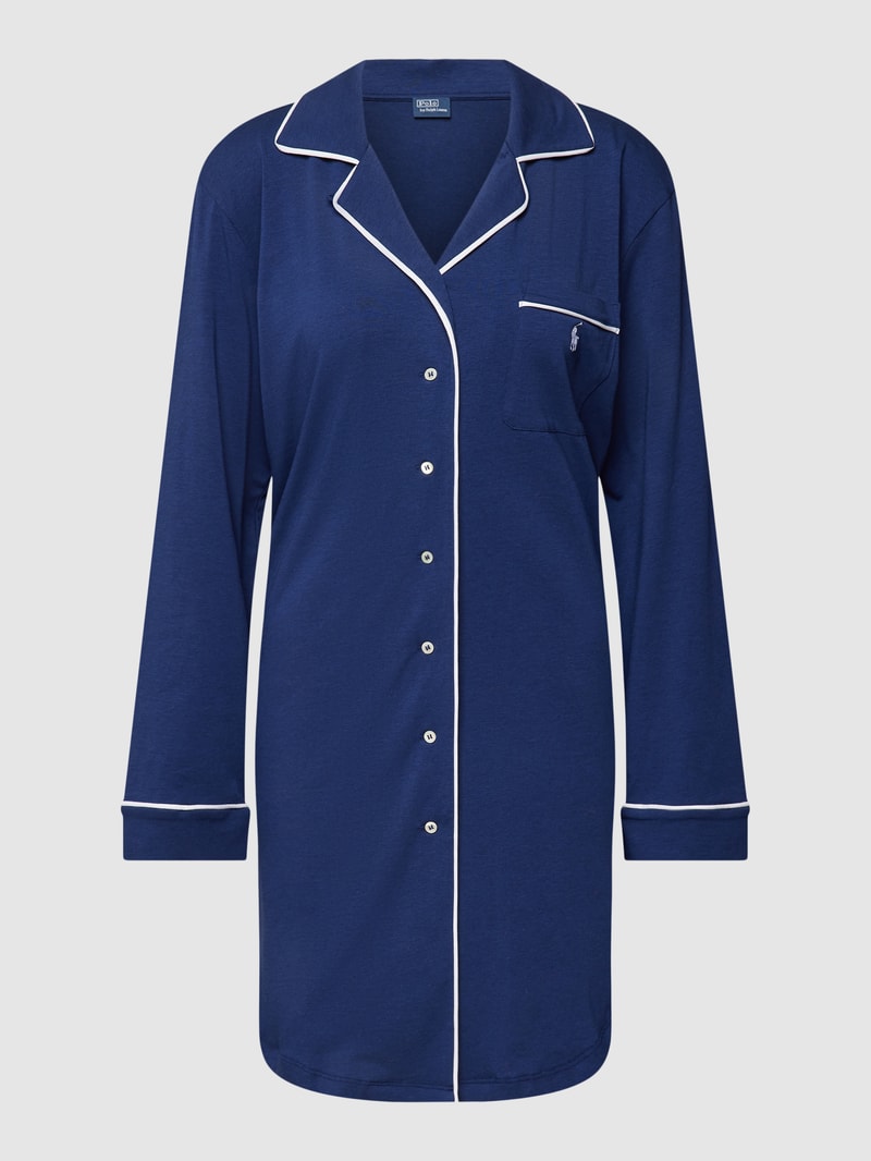 Schlafshirt mit Brusttasche in marineblau