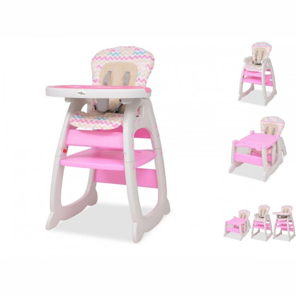 vidaXL Kombihochstuhl Babystuhl Hochstuhl Babysitz Kinderstuhl umbaubar mit Essbrett Rosa