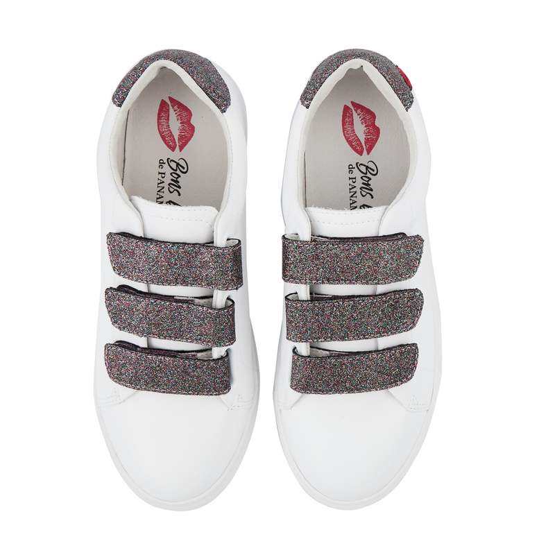 Baskets en cuir Edith blanc/glitter multicolor