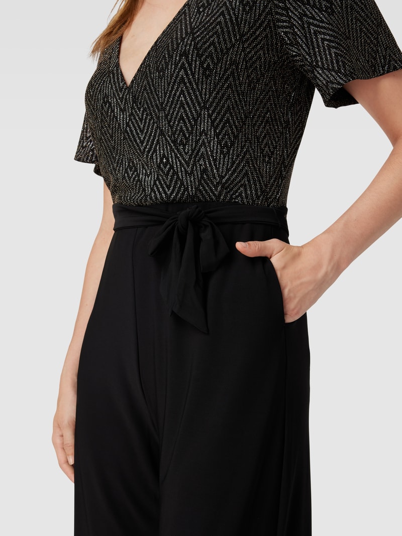 Jumpsuit mit V-Ausschnitt in silber