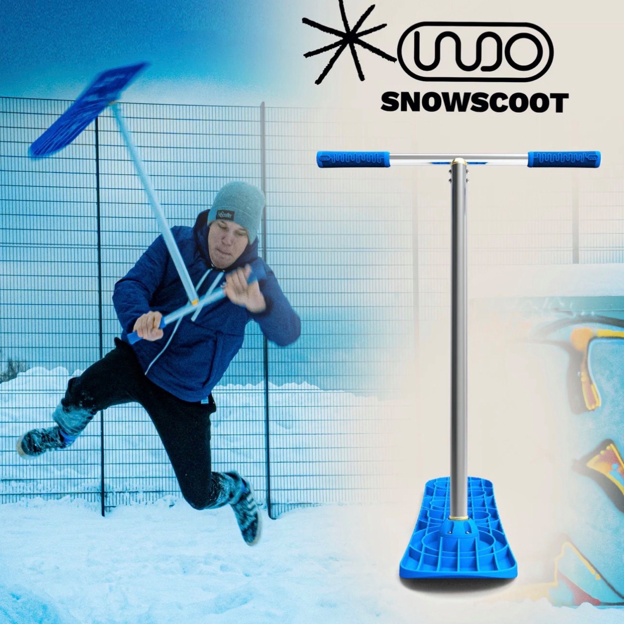 INDO Stuntscooter Indo Pro Schnee Snowscooter Stunt-Scooter H=76cm Blau