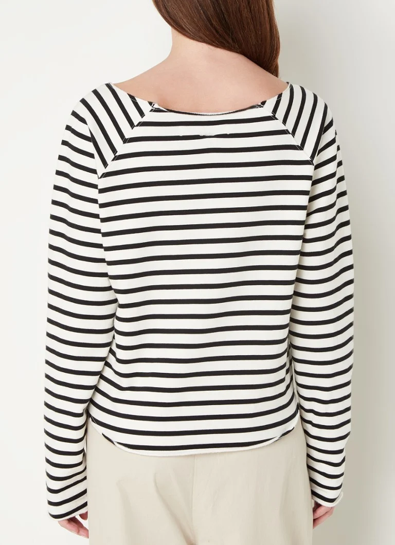 10DAYS  Icon cropped sweater in biologische katoenblend met streeppprint en logoborduring