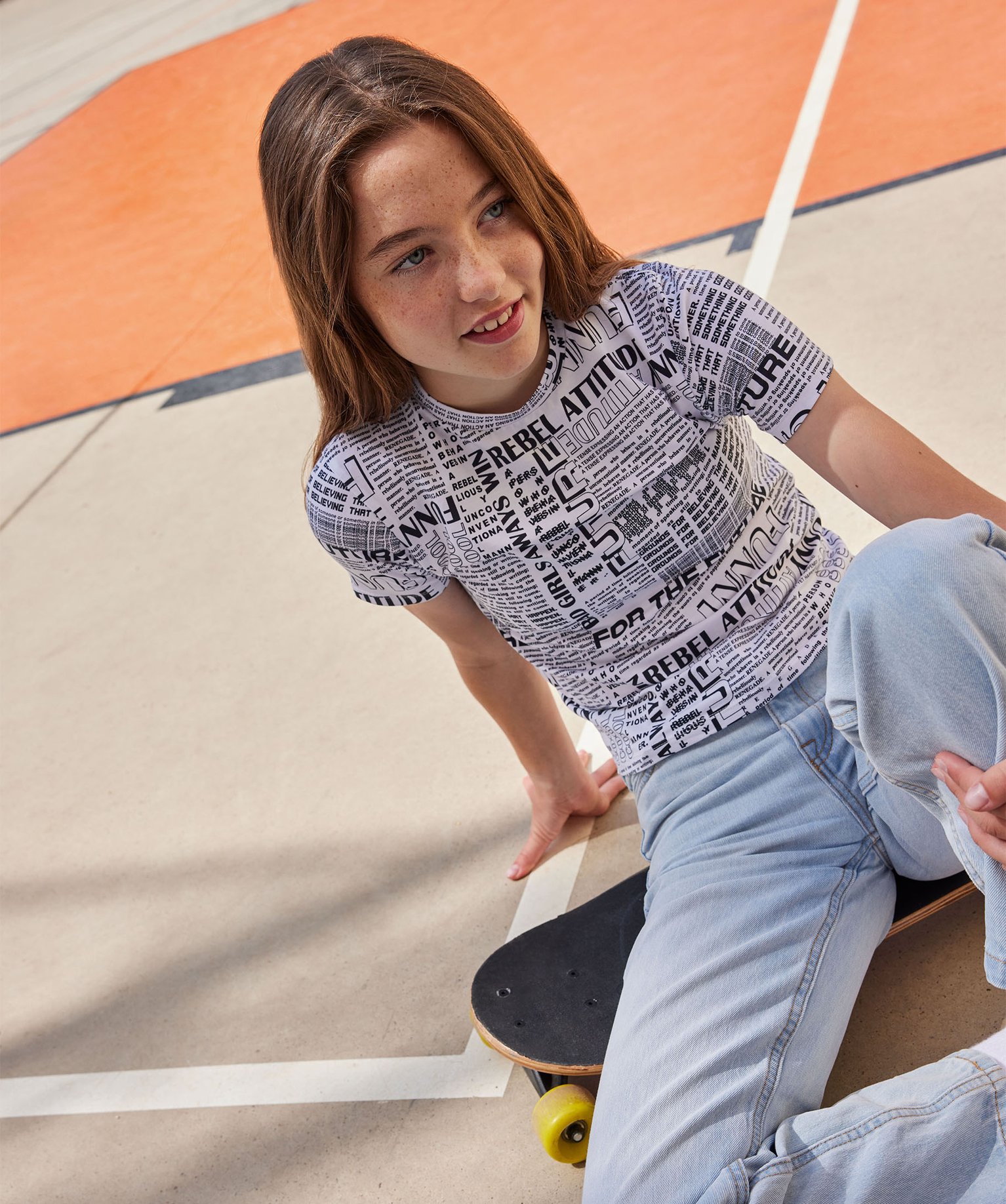 Tee-shirt à manches courtes imprimé fille ecru | GEMO
