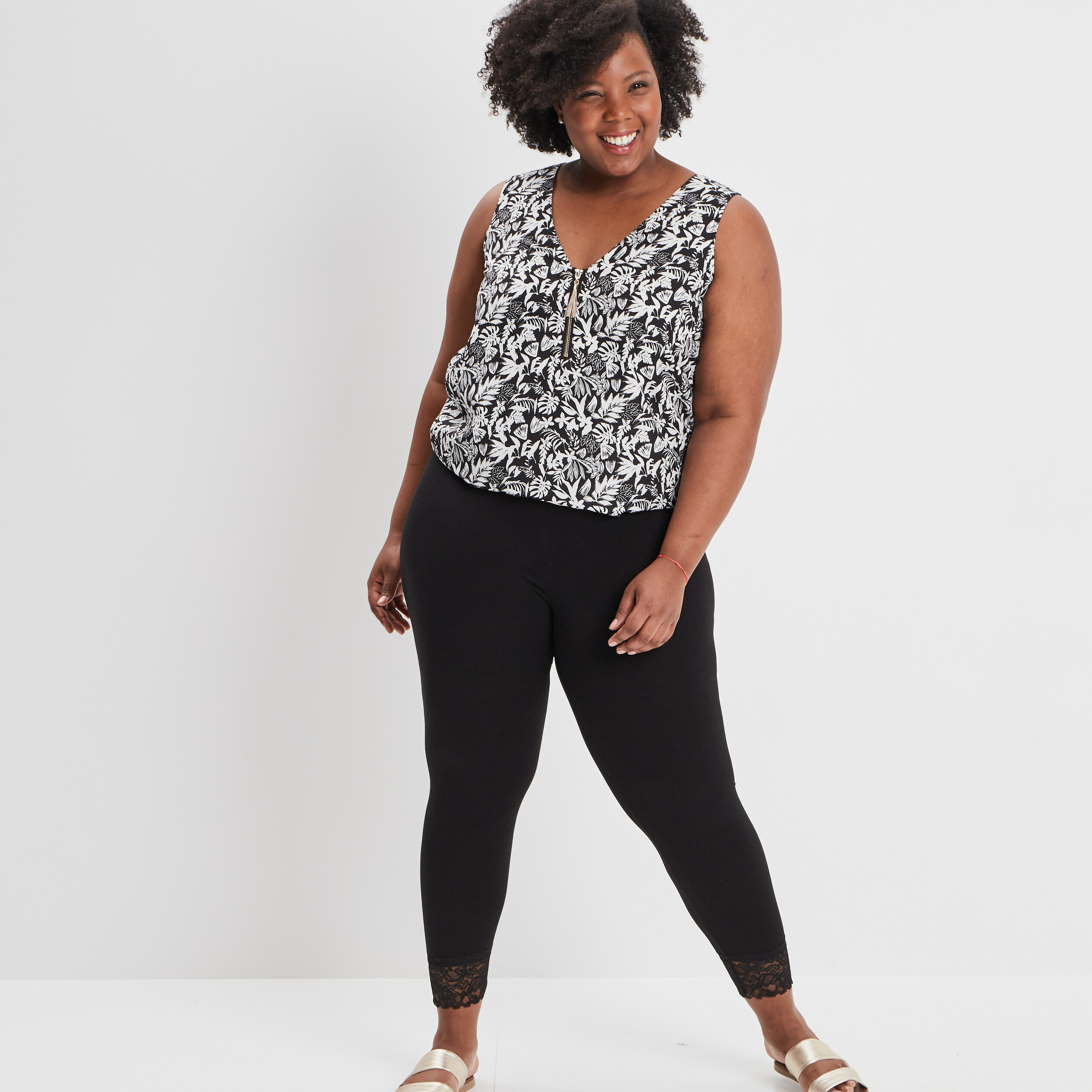 Leggings avec dentelle noir femme grande taille | La Halle