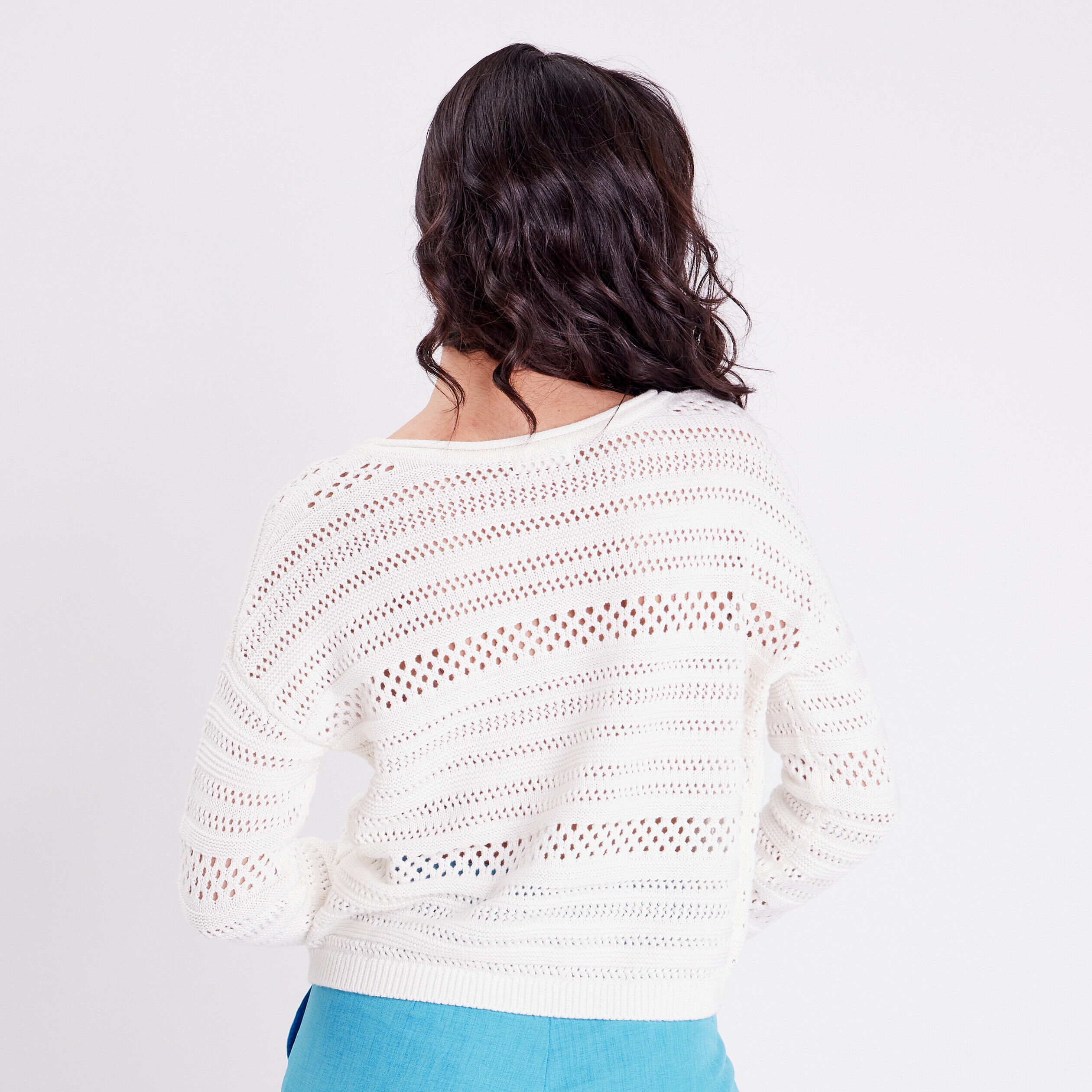 Pull ajouré manches longues ecru femme | Cache Cache