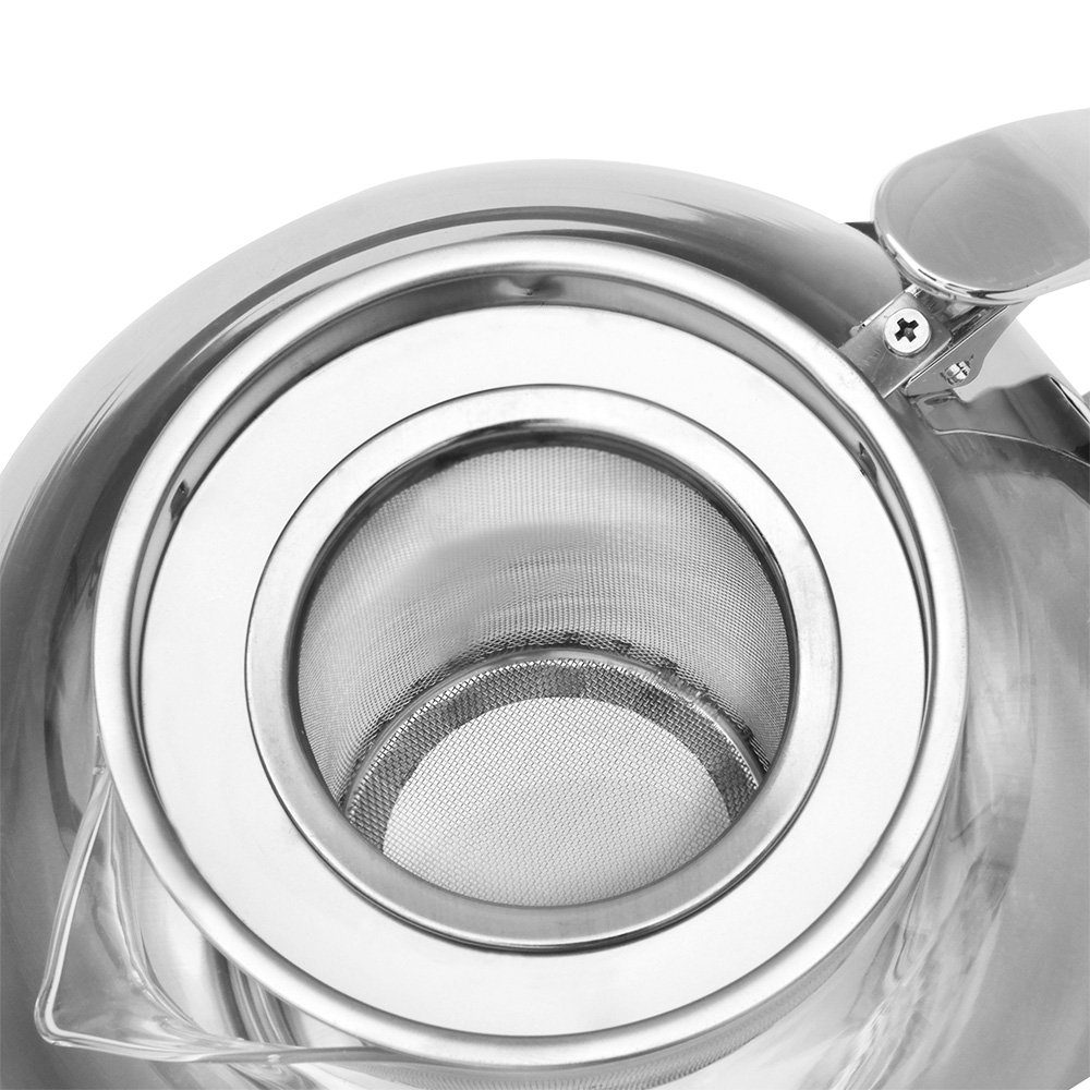 Deuba Teekanne, Glas Mit Siebeinsatz 1200ml Herausnehmbaren Edelstahl Filter Sieb Teesieb Hitzebeständig Glaskanne Deckel