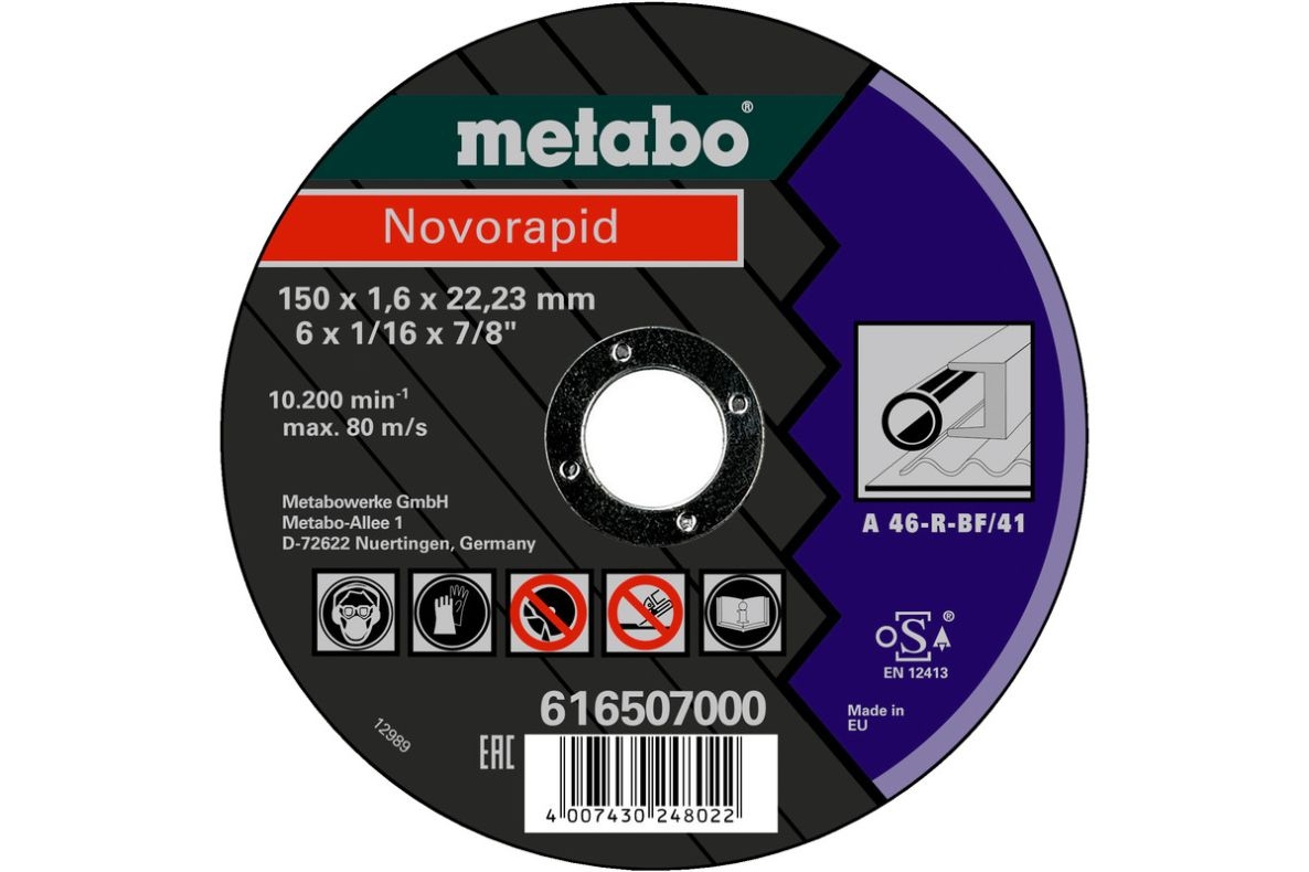 Accesorios Metabo 616507000 Disco de corte Ø 150x1,6x22,23 mm Acero Novorapid
