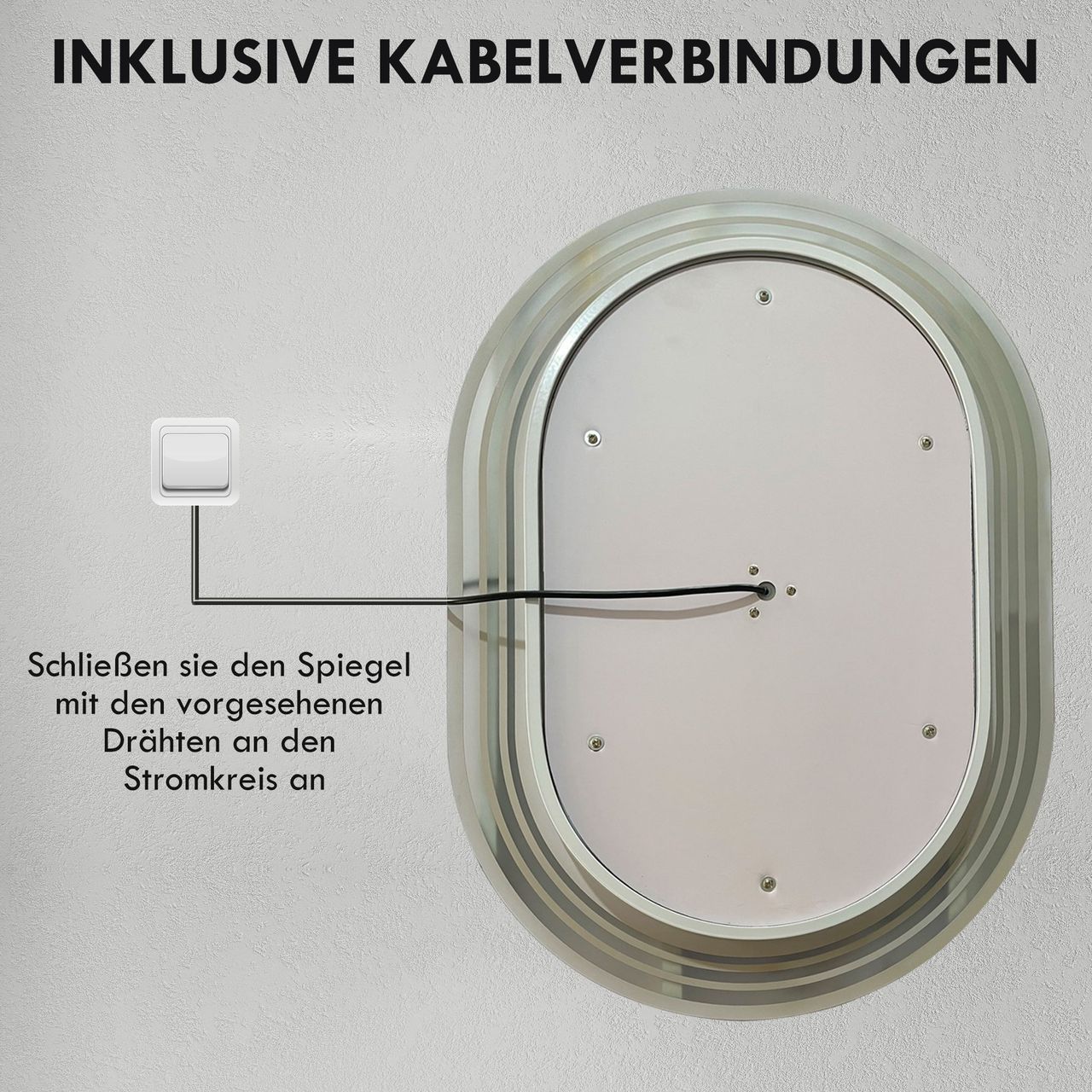 kleankin Badspiegel mit Beleuchtung 70x50cm Wandspiegel mit 3 Lichtfarben