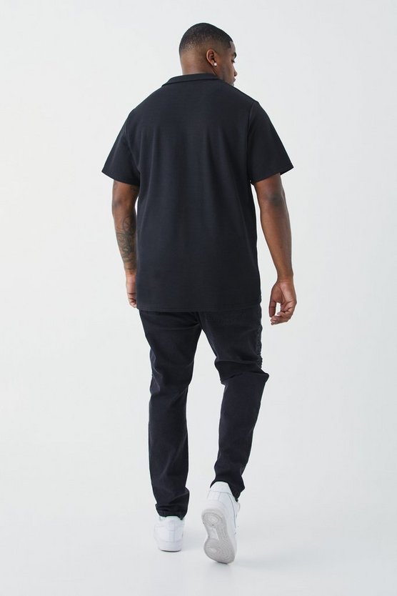 Plus Slim-Fit Poloshirt aus Interlock-Jersey