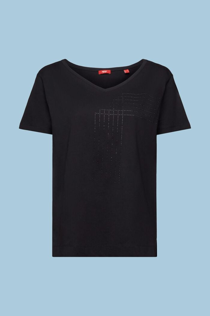 Jersey-T-Shirt mit Strass-Detail