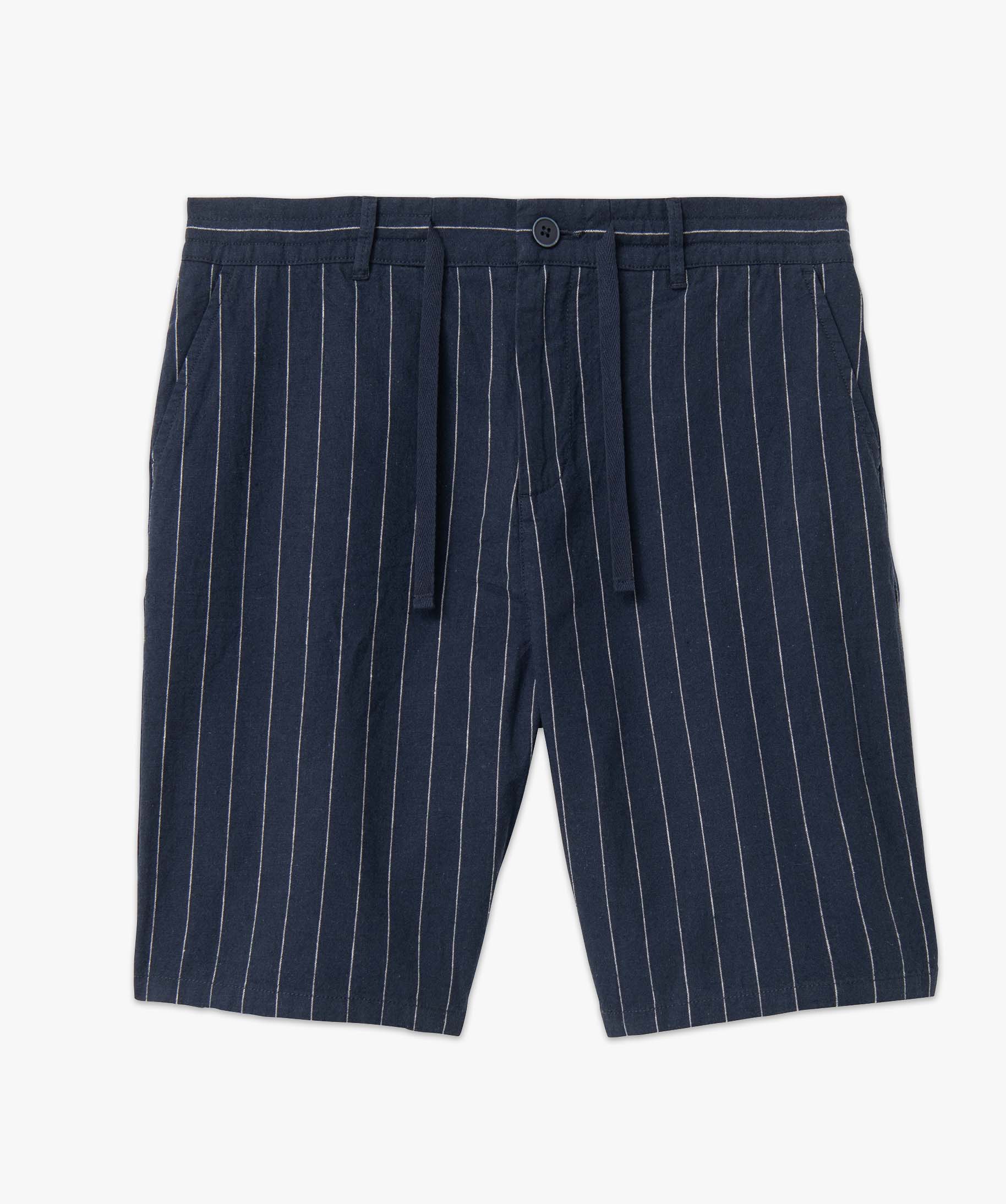 Bermuda homme coupe chino en lin mélangé raye | GEMO