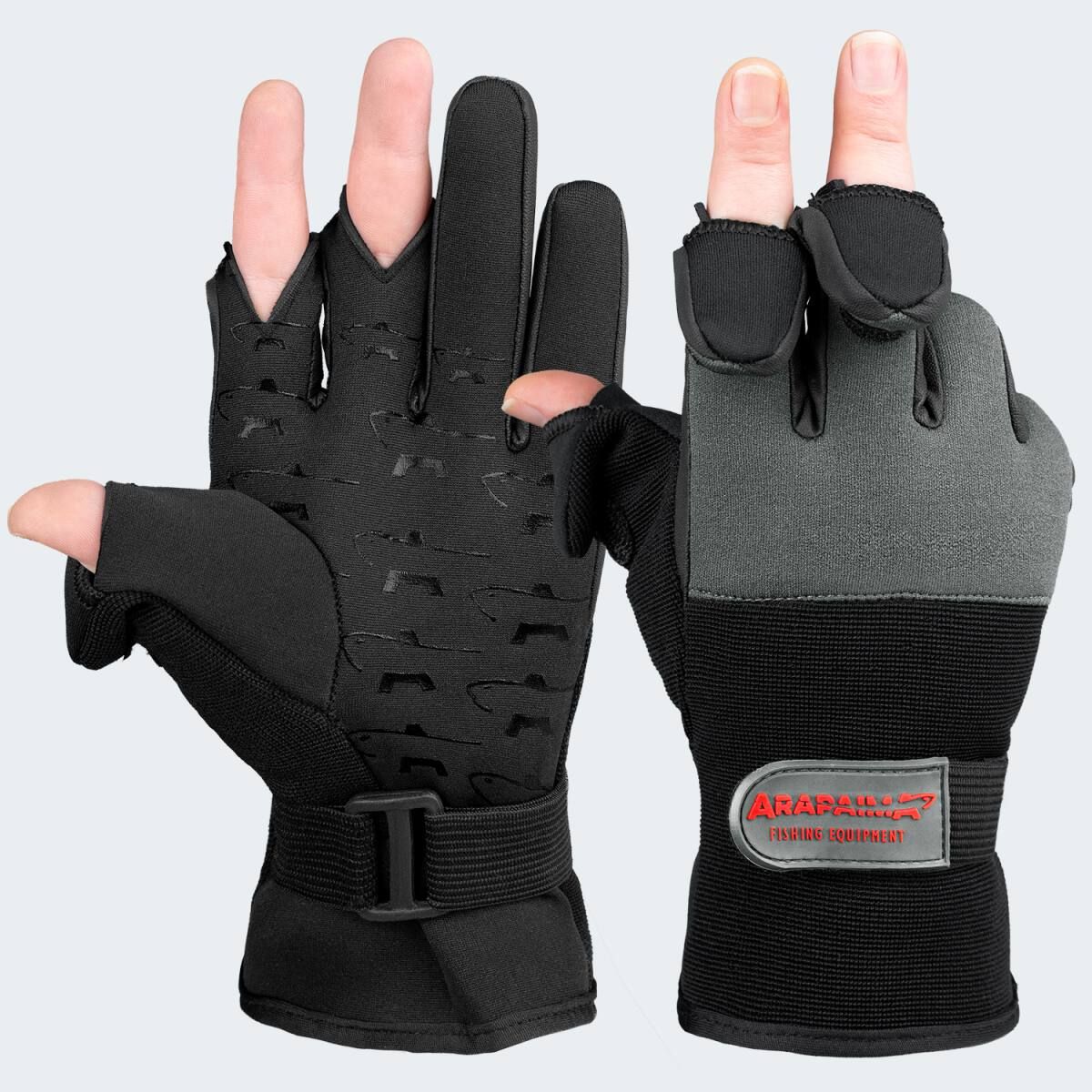 Arapaima Fishing Equipment GreyBlack Neopren Angelhandschuhe