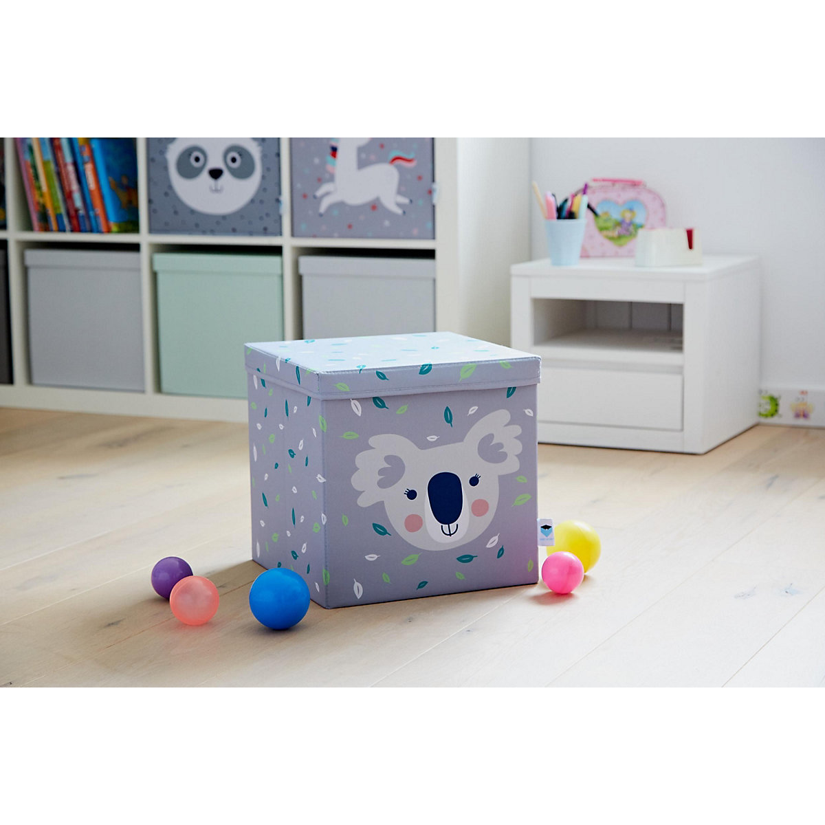 Aufbewahrungsbox Koala mit stabilem Deckel, 33 x 33 x 33 cm