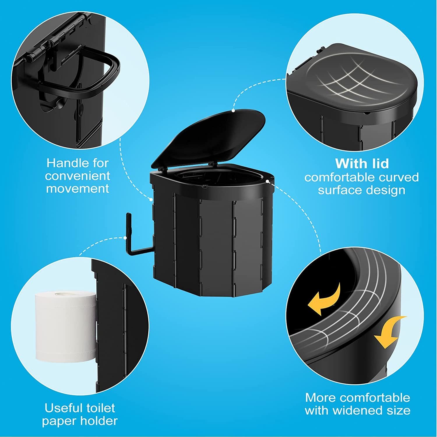 XDeer Campingtoilette Campingtoilette, Tragbare Toilette,Outdoor Camping Toiletten mit Urinal mit Deckel für Frauen, Mobile Faltbare Campingklo für Camping, Unterwegs, Wandern, Ausflüge, Stau, (set), Ausgestattet mit einem Toilettenpapierhalter zum A