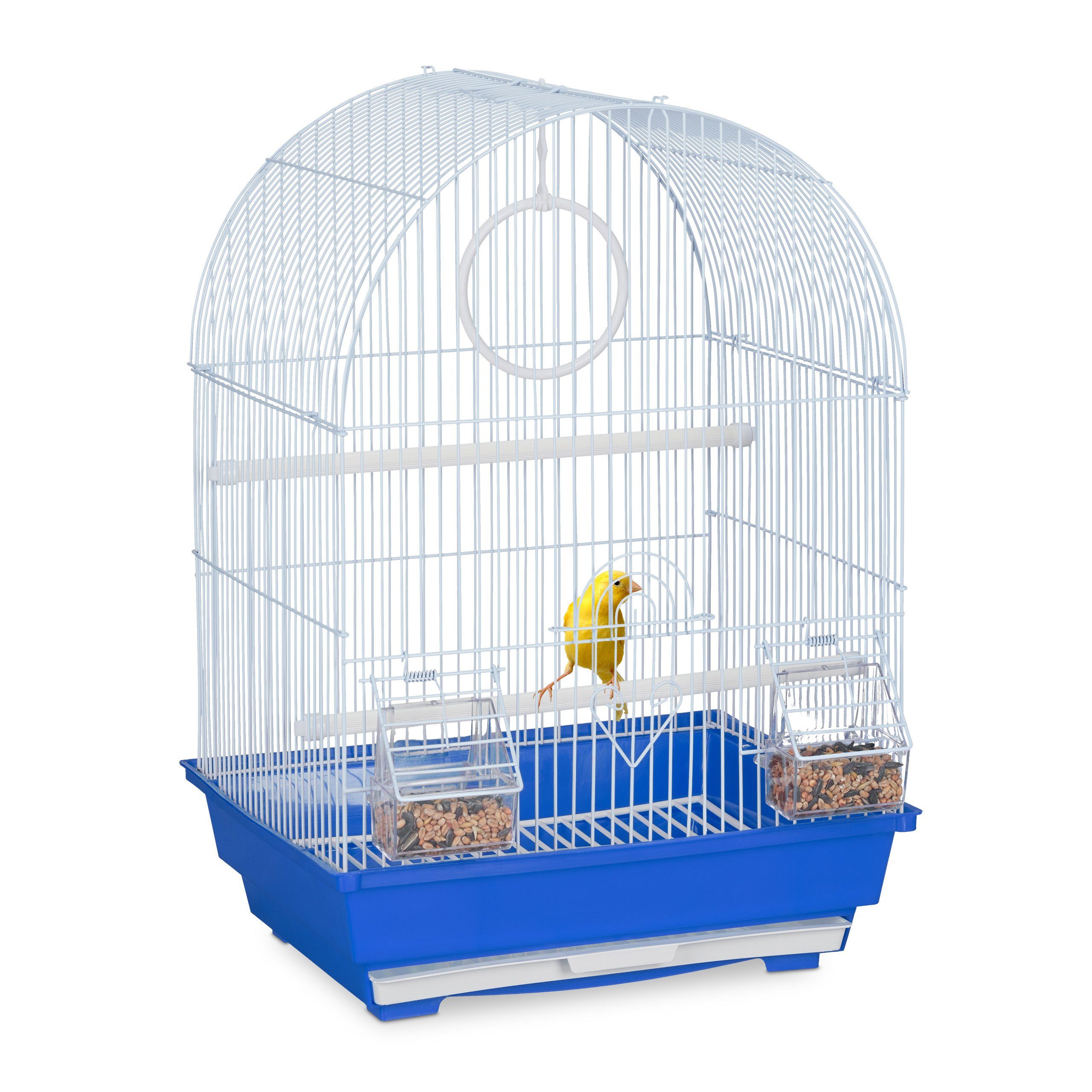 relaxdays Vogelkäfig Vogelkäfig mit Zubehör blau