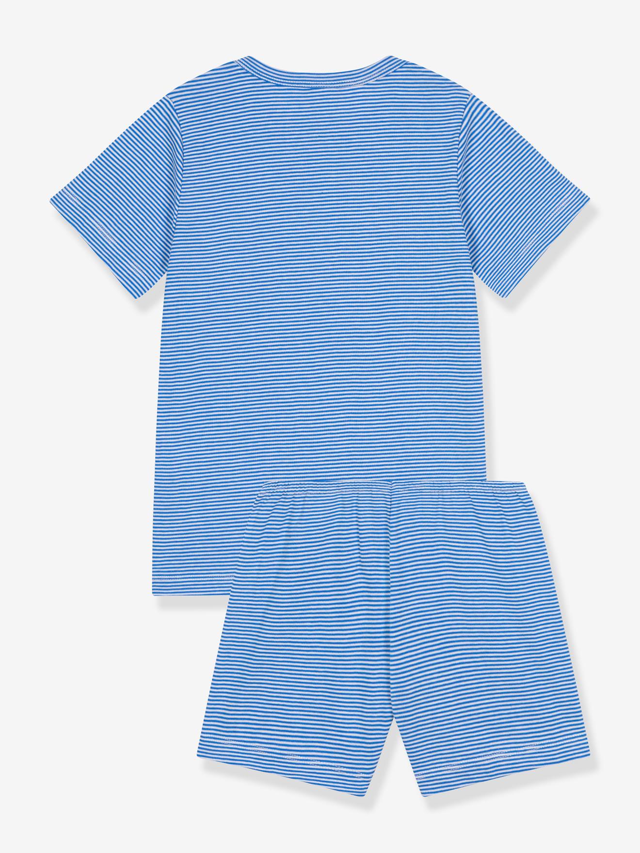 Petit Bateau Kurzer Jungen Schlafanzug PETIT BATEAU, Ringelstreifen - blau