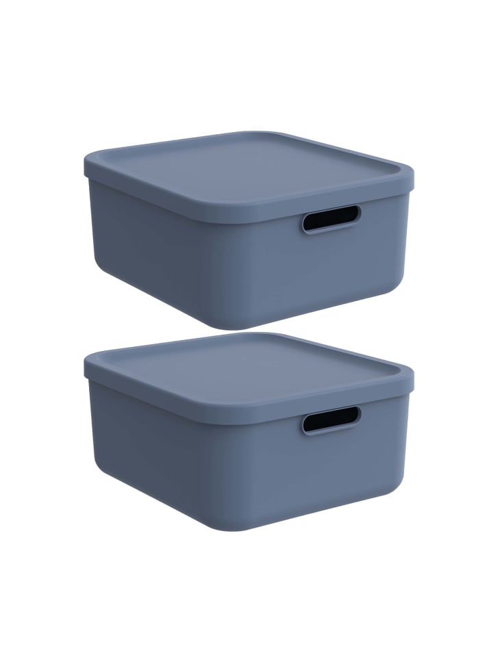 Rotho Albula Light 2er-Set Aufbewahrungskiste 20l in Horizontblau günstig kaufen onesize