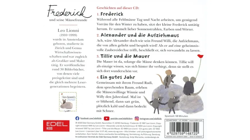 Frederick Und Seine Mäusefreunde-Hörspiel zum Buch