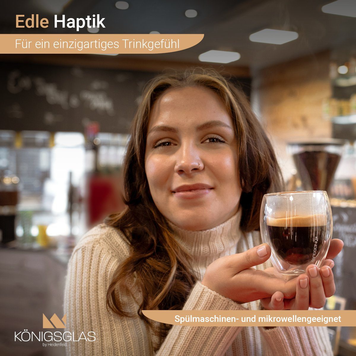 Königsglas Gläser-Set Crema doppelwandige Gläser 2/4er Glas Set 250 ml Cocktailgläser, Premium Swing Gläser aus Borosilikatglas, Trinkglas Kaffee Cappuccino Tasse Teeglas
