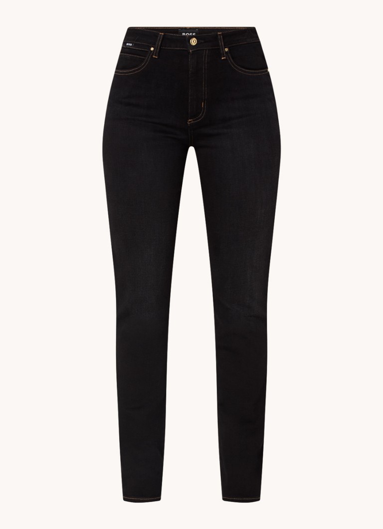 Blugi HUGO BOSS State cu talie înaltă, croială skinny, culoare spălată